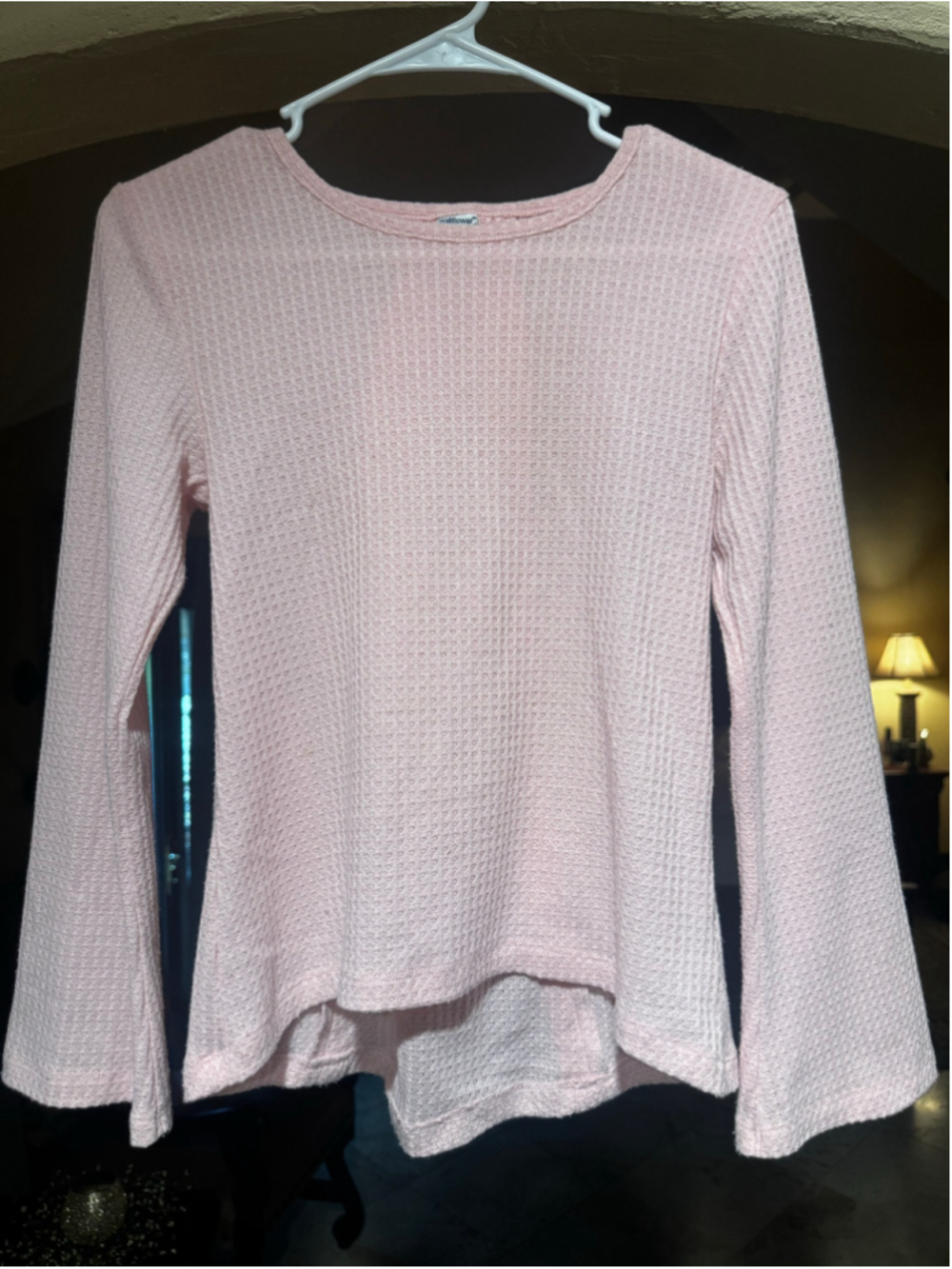 Girls Wallflower Long Sleeve Lace-Up Back Top Pink Size L